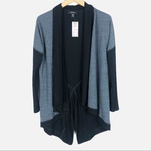 NWT Karen Kane Double Knit Open Face Cardigan | Black Gray | Size Small